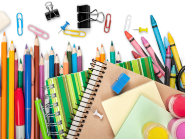 Flat lay image of school supplies