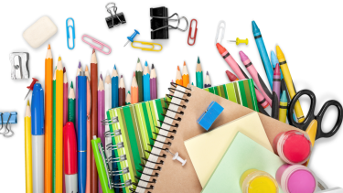 Flat lay image of school supplies