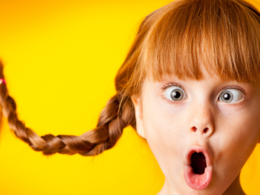 girl with crazy hair and cross eyed