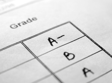 Letter grades on a piece of paper